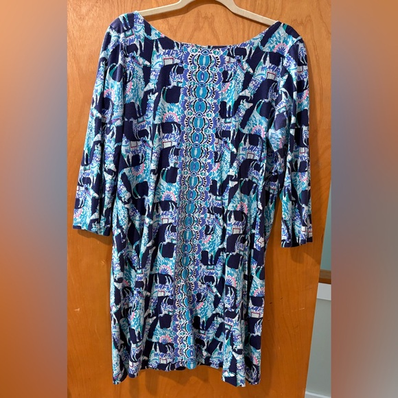 Lilly Pulitzer Dresses & Skirts - Lilly Pulitzer Llamas Blue and Pink Patterned Sophie Midi Dress XL
